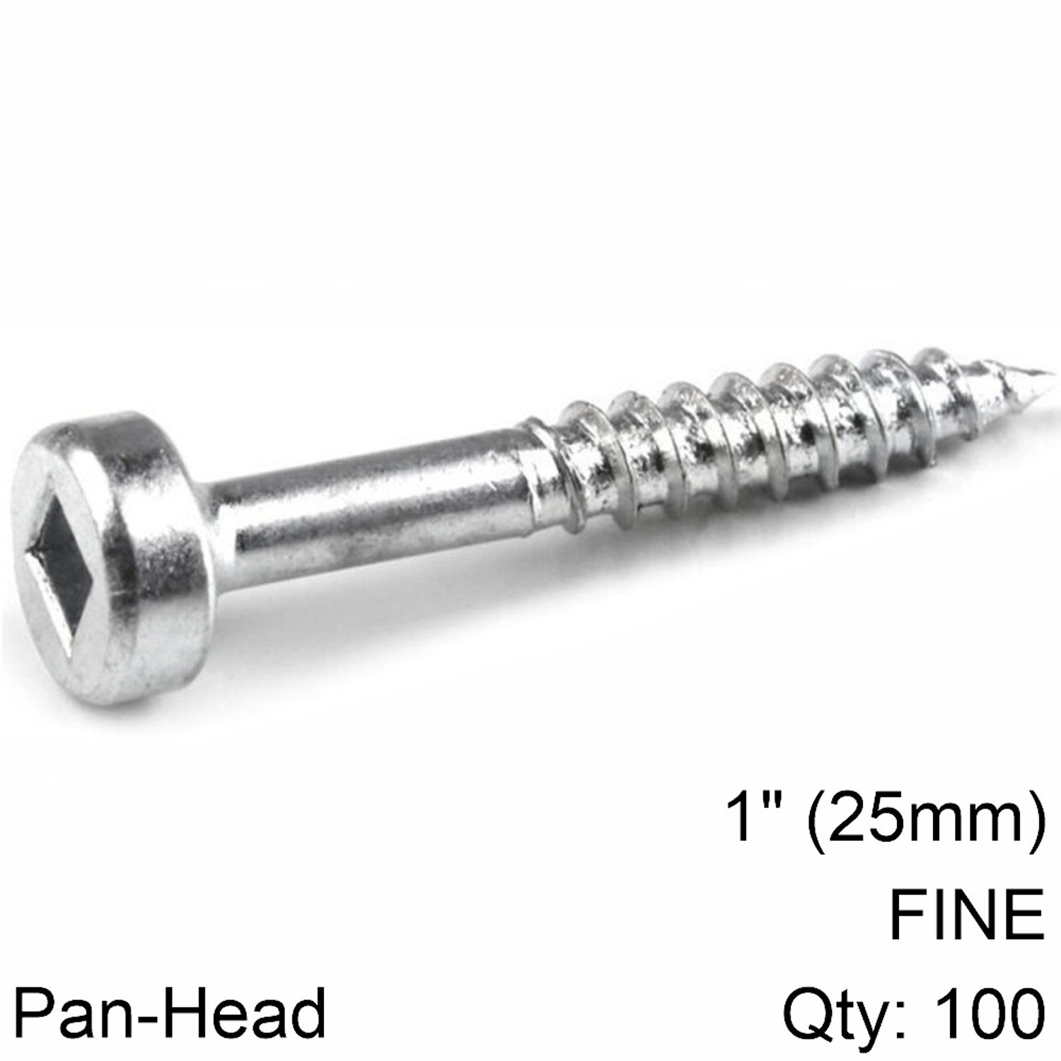 KREG Zinc Pocket Hole Screws 25mm 1.00' #6 Fine Thread Pan Head 100ct